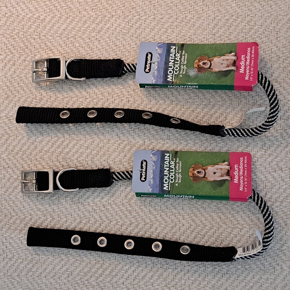 Petmate Mountain Collar, Set of 2 Dog Collars, Size Medium.
